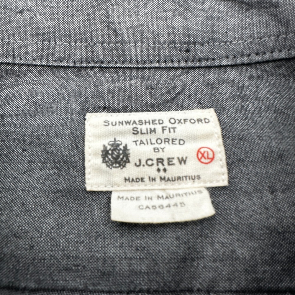 J.Crew Sunwashed Oxford Slim Fit Button Down Shirt Dark Gray XL Tailored Preppy - Picture 2 of 8